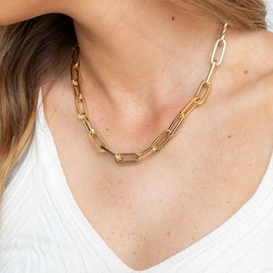 Gold chain link necklace